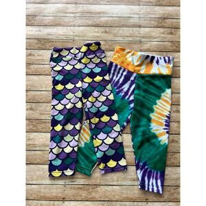 Boutique Mardi Gras Tie Dye and Mermaid Pants Bundle Size 2/3